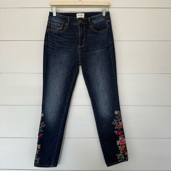 Driftwood Women’s 27 Embroidered Floral Boho Jackie Jeans - Picture 1 of 6